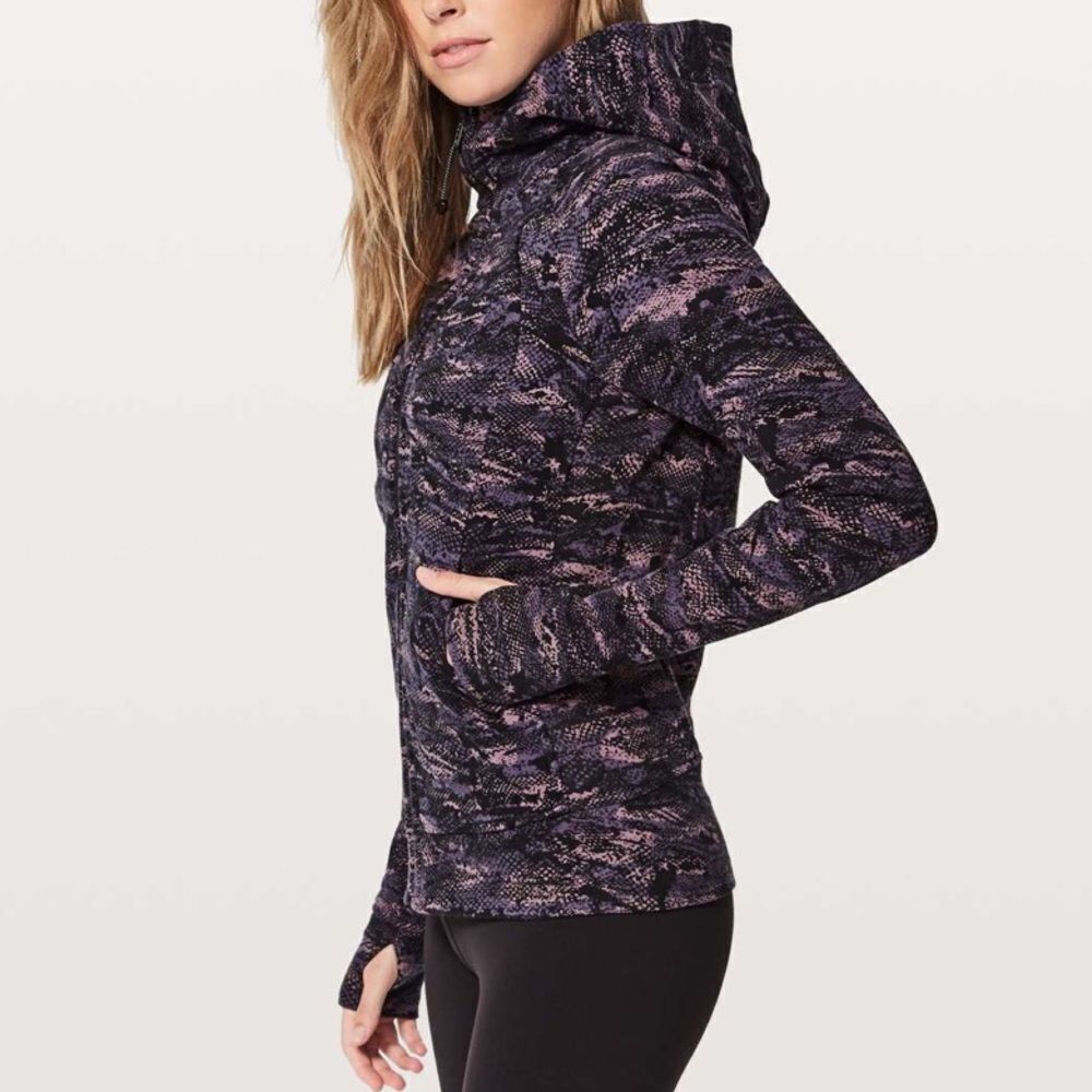 Lululemon Womens Scuba Hoodie Size 2 Rip Wave Purple Thunder Black Logo
